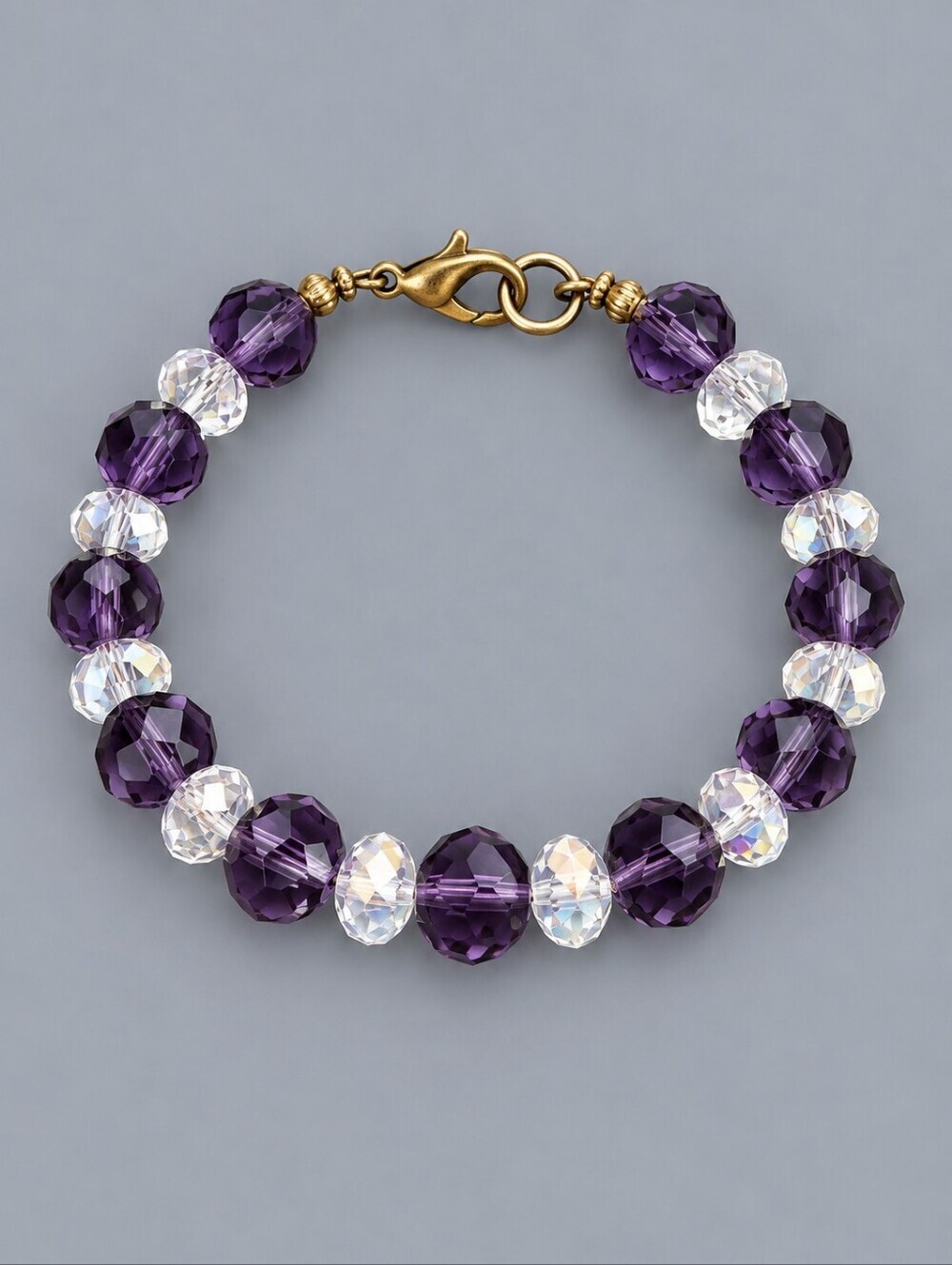 HANDMADE Purple Crystal Beaded Bracelet
